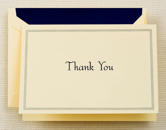 Regent Blue Triple Hairline Thank You Notes Boxed Folded Note Cards